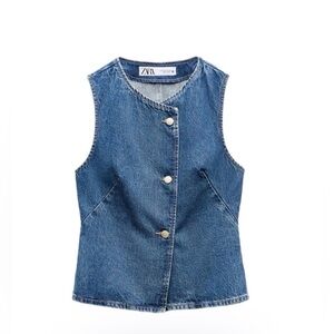 Zara Classic Blue Denim Vest